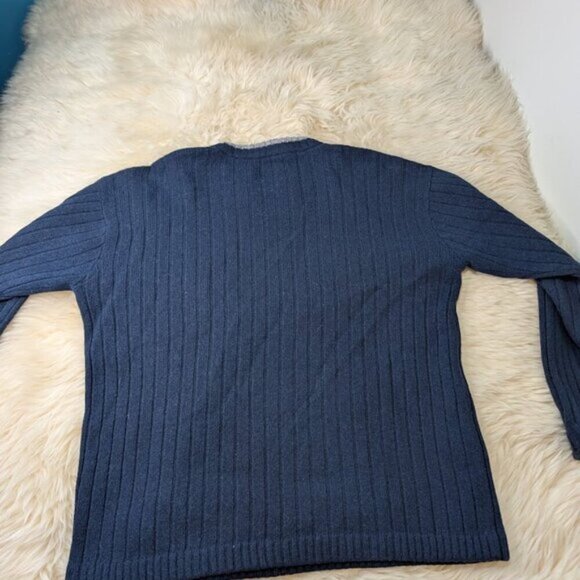 Vintage The North Face Made in Hong Kong Wool Sweater Navy Blue Men Size Large - Picture 9 of 9